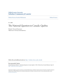 The National Question in Canada: Quebec