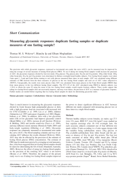 Measuring glycaemic responses: duplicate fasting samples or