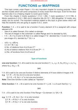 FUNCTIONS or MAPPINGS