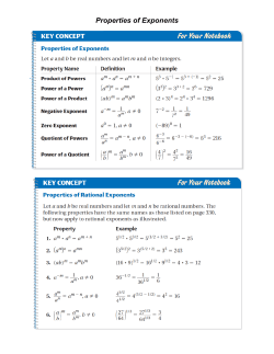Alg2 Ch 5-6 Reference - Properties of Exponents