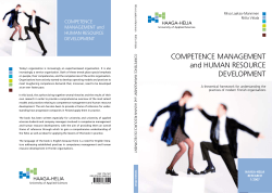 COMPETENCE MANAGEMENT and HUMAN RESOURCE