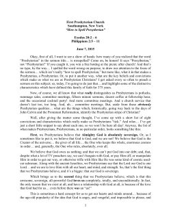 June 07 2015 Sermon How To Spell Presytberian