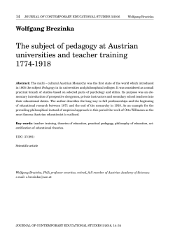 The subject of pedagogy at Austrian universities and teacher