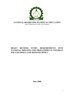 ENTRY REQUIREMENTS INTO National Diploma _ND_ Programmes