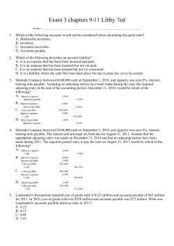 Exam 3 chapters 9-11 Libby 7ed