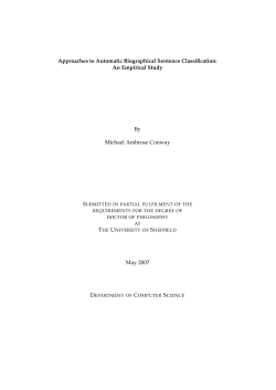 Approaches to Automatic Biographical Sentence Classification: An