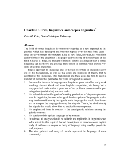 Charles C. Fries, linguistics and corpus linguistics*