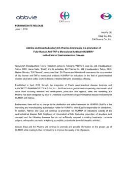 AbbVie and Eisai Subsidiary EA Pharma Commence
