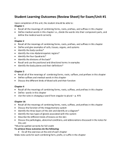 Student Learning Outcomes (Review Sheet) for Exam/Unit #1
