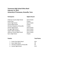 Tennessee High School Ethics Bowl February 13, 2013 University of
