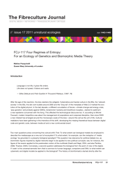FCJ-118 Four Regimes of Entropy: For an Ecology of Genetics and