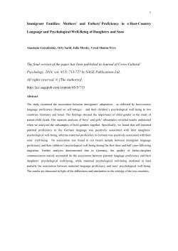 Immigrant Families: Mothers` and Fathers` Proficiency in a Host