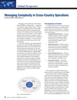 Managing Complexity in Cross-Country Operations