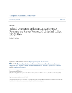Judicial Usurpation of the F.T.C.`S Authority: A Return to the Rule of
