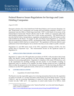 Federal Reserve Issues Regulations for Savings