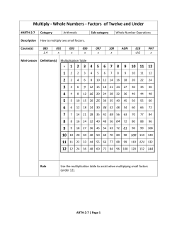 Multiply - Whole Numbers - Factors of Twelve and Under