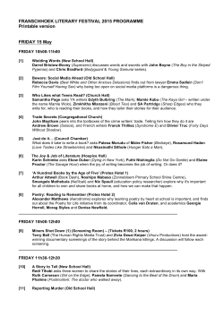 FRANSCHHOEK LITERARY FESTIVAL 2015 PROGRAMME