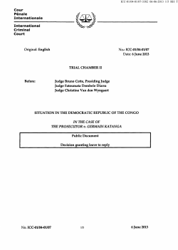 Decision granting leave to reply - ICC