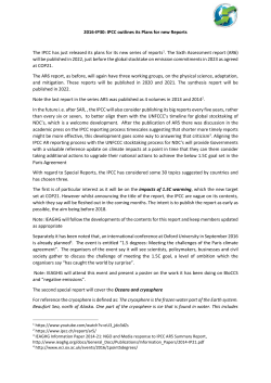 2016-IP30 IPCC outlines its Plans for new Reports
