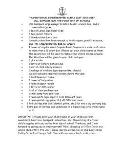 2016 - 2017 School Supply List - Our Lady of the Valley School