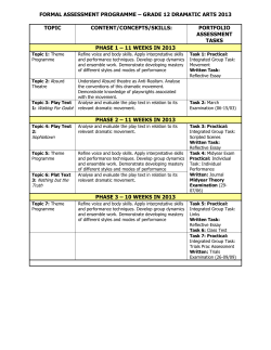DRAMATIC ARTS &ndash; Grade 12 2013