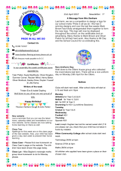 21st April 2017 - Bratton Fleming Community Primary School