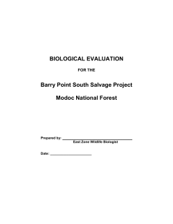 BIOLOGICAL EVALUATION Barry Point South Salvage