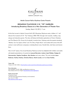 BROADWAY PLAYHOUSE: E.W. &ldquo;YIP&rdquo; HARBURG Introducing