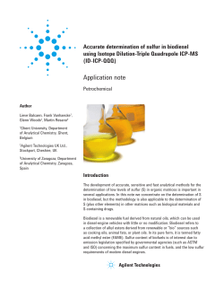 Accurate determination of sulfur in biodiesel using Isotope Dilution