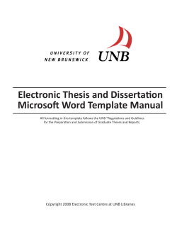 Electronic Thesis and Dissertation Microsoft Word Template
