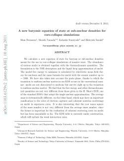 A new baryonic equation of state at sub