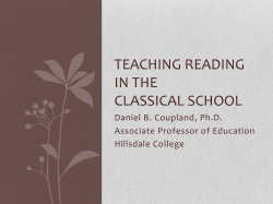 Teaching Reading in the Classical School