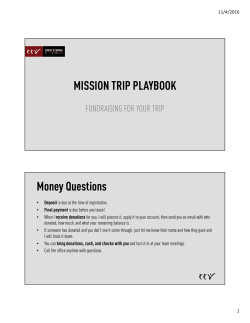 MISSION TRIP PLAYBOOK Money Questions