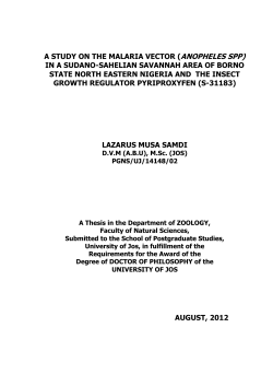 a study on the malaria vector - University of Jos Institutional Repository