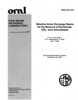 Selective Anion Exchange Resins for the Removal of - CLU-IN