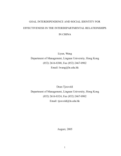 GOAL INTERDEPENDENCE AND SOCIAL IDENTITY FOR