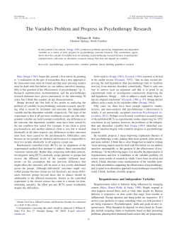 The Variables Problem and Progress in Psychotherapy Research