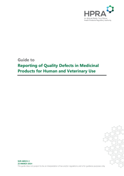 Guide to Reporting of Quality Defects in Medicinal Products