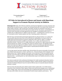 FIT Kids Act Introduced in House and Senate with Bipartisan