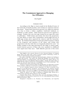 The Containment Approach to Managing Sex Offenders