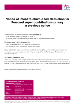 Notice of intent to claim a tax deduction for Personal