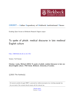 To speke of phisik: medical discourse in late medieval English culture