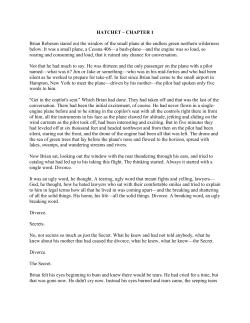 HATCHET &ndash; CHAPTER 1 Brian Robeson stared out the window of