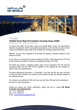 DPW update on Verified Gross Mass