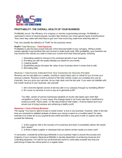 PROFITABILITY: THE OVERALL HEALTH OF YOUR BUSINESS