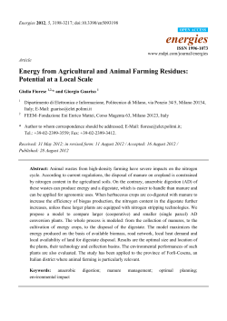 Energy from Agricultural and Animal Farming Residues: Potential at