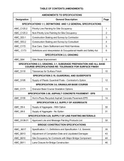 Specification Amendments For Highway and Bridge Construction