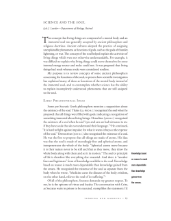 SCIENCE AND THE SOUL The concept that living things are