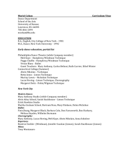 Curriculum Vitae, Muriel Cohan - KU Dance Department
