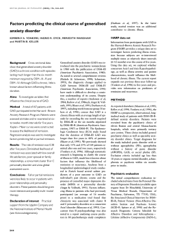Factors predicting the clinical course of generalised anxiety disorder